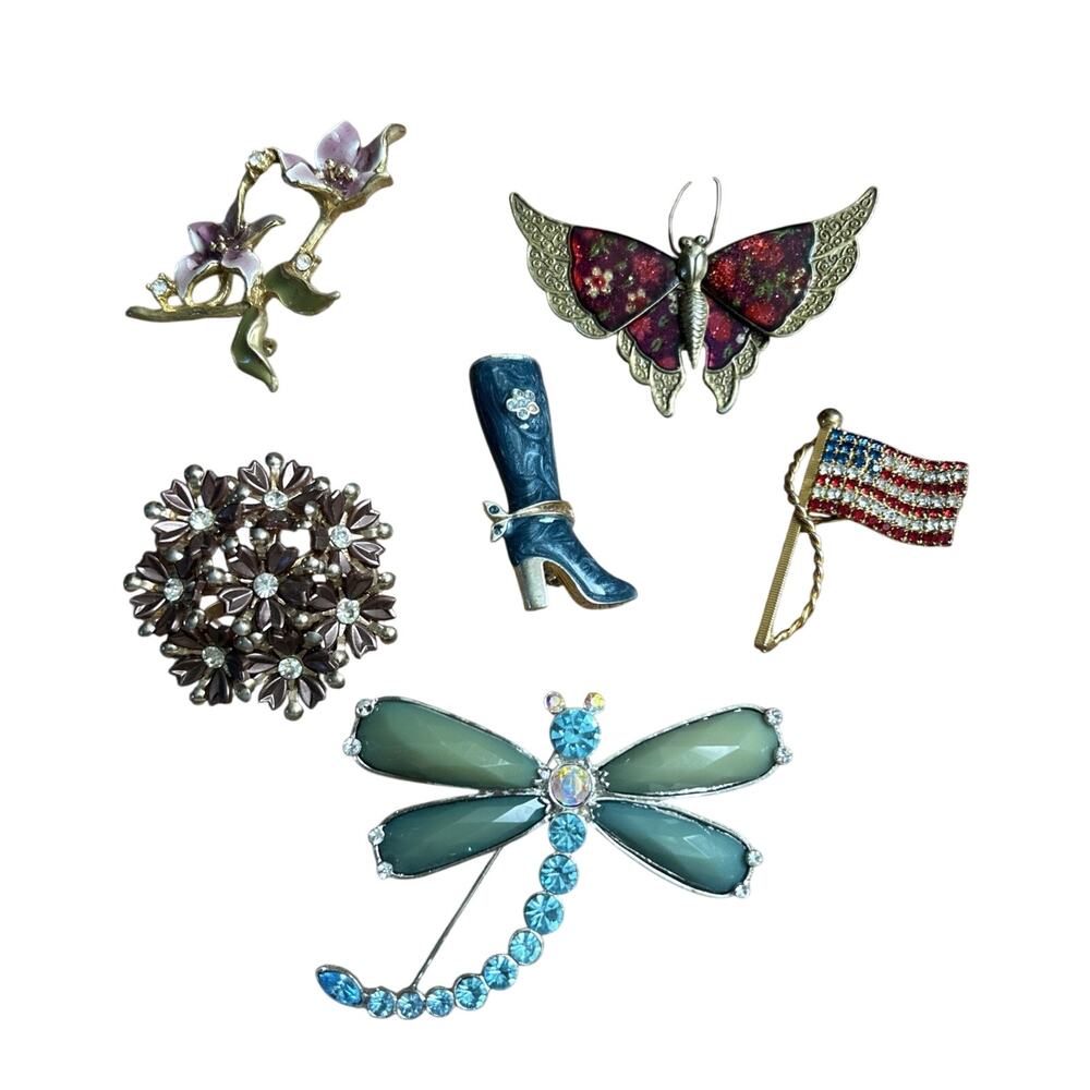VTG - MOD RHINESTONE Boot Dragonfly Flowers Butterfly American Flag
